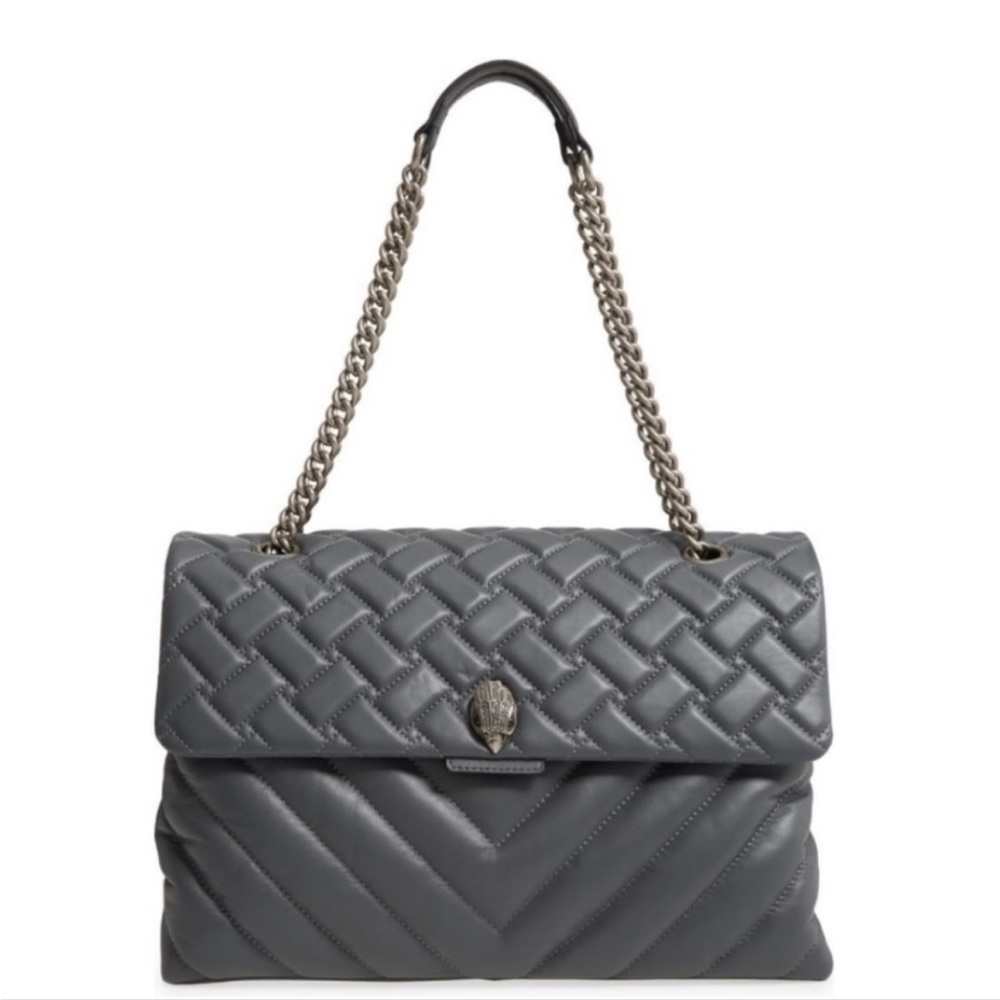 Kurt Geiger London XXL Kensington Quilter Leather Shoulder Bag in Grey